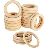 LECZIVOEN 20Pcs Natural Wooden Rings for Crafts, Unfinished Wood Rings for Macrame Pendant Connectors,DIY Making, Craft Rings, Wood Teething Ring (2.17inch/5.5cm)