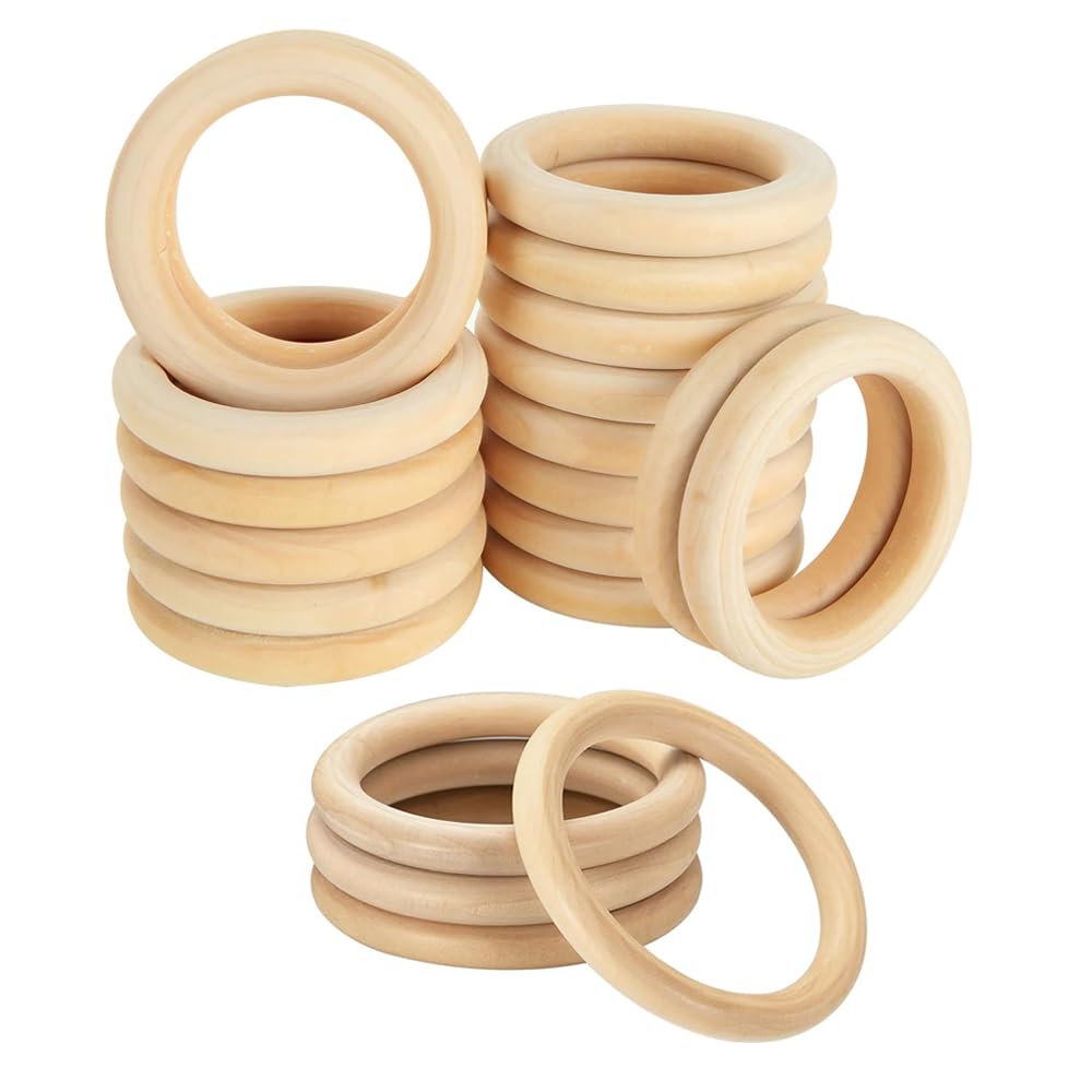 Photo 1 of LECZIVOEN 20Pcs Natural Wooden Rings for Crafts, Unfinished Wood Rings for Macrame Pendant Connectors?DIY Making, Craft Rings, Wood Teething Ring (2.17inch/5.5cm)