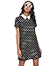 MakeMeChic Women's Peter Pan Collar Short Sleeve Polka Dot Shift Dress Black L