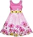 HN24 Girls Dress Sunflower Bubble Lily Flower Garden Print Size 7,Pink,