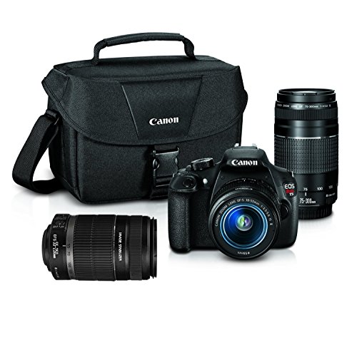 Canon EOS Rebel T5 Digital SLR Camera with EF-S 18-55mm IS II + EF 75-300mm f/4-5.6 III + Canon EF-S 55-250mm F4-5.6 IS Bundle