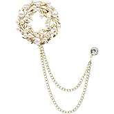 Pearl Flower Brooches for Women Men Tassel Chain Brooch Collar Pins Flower Lapel Pins for Suits Wedding Business Accessories