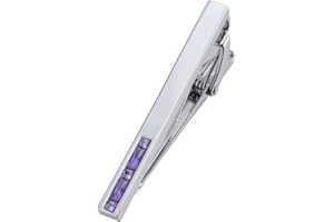 Jonwo Men's Crystal Tie Clip Silver Tone Tie Bar for Gentleman Regular Necktie Tie Clip for Business Anniversary