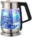 Ovente Electric Hot Water Glass Kettle 1.8 Liter with 5 Heat Settings and LED Lights, 1100 Watts, Fast Heating and Keep Warm Function, Perfect for Coffee, Tea, or Boiling Water, Silver KG66S