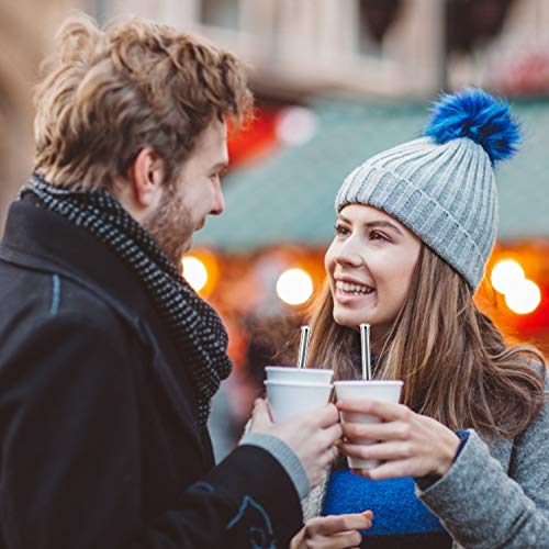 Reusable Straws - 2 Pack Telescopic Straws Stainless Steel Metal Drinking Straw (Black/Grey)