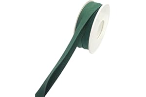 Hobby Trendy 100% Cotton Bias Binding Tape (Double Fold) 10mm (3/8") (5meters- 5.46yards) for Sewing, Seaming, Binding, Hemming, Piping, Quilting (69 Bottle Green)