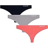 Reebok Womens Thong Underwear - 3 Pack Sexy Cut Seamless Thongs for Women - Breathable Stretch Performance Womens Underwear