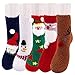 Christmas Fuzzy Socks,5 Pairs Santa Socks Women,Holiday Cute Socks Xmas Fluffy Socks Cozy Crew Socks for Women