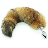 Nomisex Bigger Size Soft Wild Fox Tail Stainless Steel Anal Plug Butt for Women Suppositories Cospaly (bigger size brown tail)