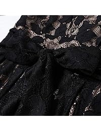 Ez-sofei Vestido de fiesta floral de encaje con cuello en V y manga 3 4 vintage de los años 50