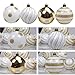 KI Store Christmas ball ornaments Shatterproof Tree Decorations decorative Creamy Hanging Decor Set of 24 (Gold and White, 2.36