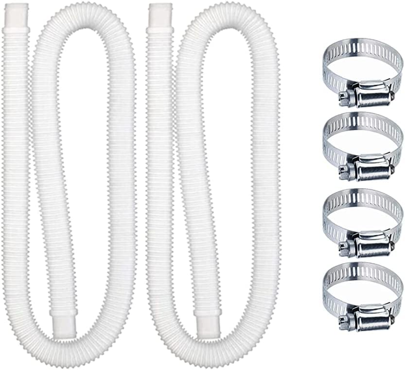 Btstil Swimming Pool Hose Replacement Hose with 4 Metal Clamps, Replacement Pool Filter Hose for Above Ground Pools 32mm
