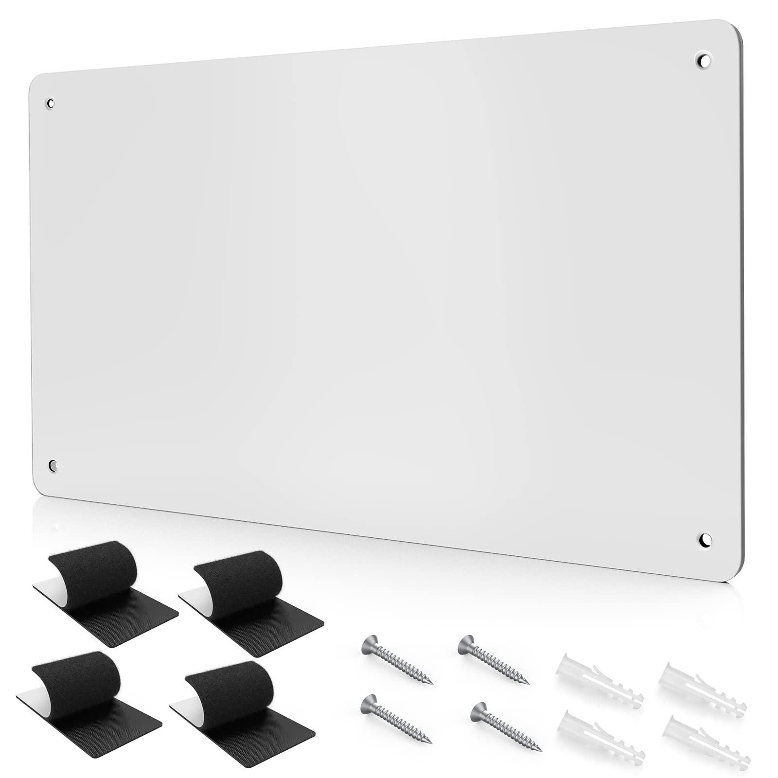 43.5 x 30 cm White Metal Magnetic Board for Wall - Magnet Notice Board to Display Magnetic Letters Numbers Animal, Poetry, Spice Jars, Notes, Photos, Suitable for Cubicle, Cabinet