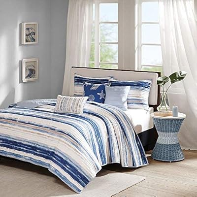 Madison Park Marina 6 Piece Quilted Coverlet Set - Blue