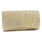 Damara Womens Perfectly Pleated Clutch Party bags,gold