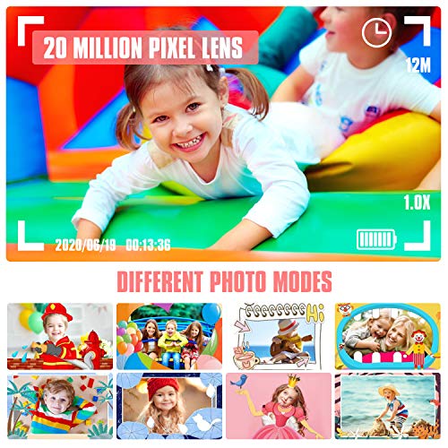Peradix Appareil Photo pour Enfants 4 en 1,Cadeau Appareil Photo Numerique Enfant Vidéo Record Électronique de HD 2 Pouces 1080P avec Qualité 32 GB Petit Appareil Photo Jouet 3-8 Ans Garçons Filles