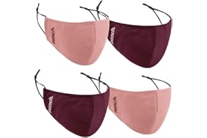 Bench. - 4 Pack Fabric Masks, Breathable, Adjustable with Dust Filter Pocket 3 Layer Protection in Dusty Pink & Dark Berry Re