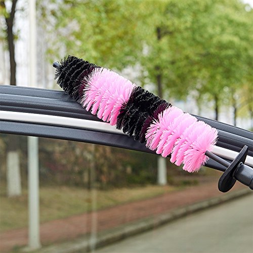 Jscarlife Universal Car Auto Motorcycle Wheel Tyre Tire Rim Hub Long Brush Scrub Cleaning Washing Tool Pink