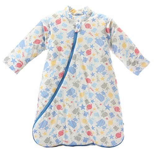 Missfly Baby Sleeping Bag with detachable Sleeves Winter Thickened, Blue Robot, S(length:27")