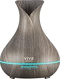 Viva Naturals Aromatherapy Diffuser for Essential Oils, Large 400ml Tank - Vibrant Changeable LED Lights, Soothing Mist & Automatic Shut Off (Ash Tranquil Model)