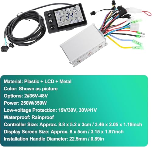 Electric Bike Control Unit 36V 250W Brushless Motor Controller Electric Scooter Control Unit Brushless Motor Controller + Display (36V/48V 250/350W)