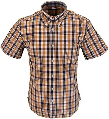 Warrior UK Men´s Short Sleeve Retro Button-Down Shirt Stamp Skin MOD Punk (Large (L) Slim-Fit)