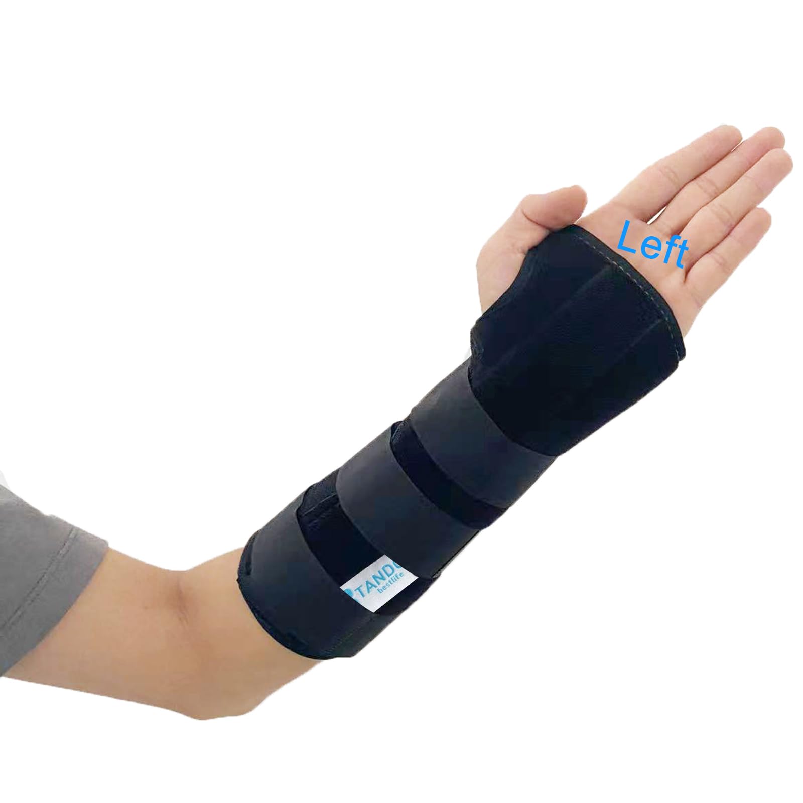 Photo 1 of TANDCF Unisex Forearm and Wrist Support Splint Brace Double Fixation Wrist Brace for Carpal Tunnel, Adjustable Night Time Forearm Immobilizer Brace Splints,10.6 inch (27cm) length(LH/M)