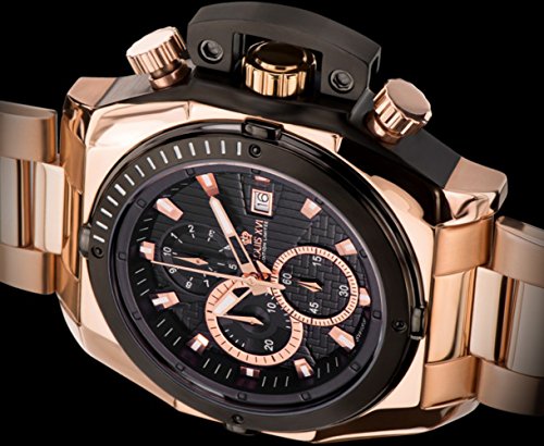 LOUIS-XVI-Herren-Armbanduhr-De-Custine-Stahlband-Rosegold-Schwarz-Chronograph-Analog-Quarz-Edelstahl-550