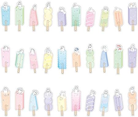 Animal Popsicle Shaped Colorful Bookmarks 30PCS (Eat Ice)