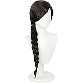 Womens Wig Halloween Witch Cosplay Wigs Black Braid Long Wig Cosplay Props (Black)