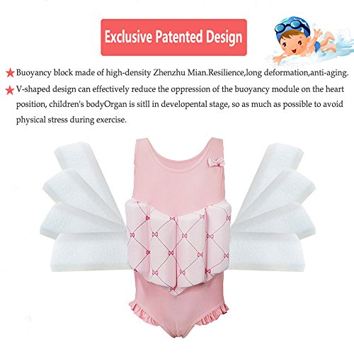 Kingswell Float Suit Toddler Swimsuit Kids Swim Training Aid Jacket Vest Suit with Removable Buoyancy Float for Toddler Girls - Thumbnail 5
