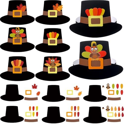 Sombrero De Peregrino De Fieltro Negro Con Hebilla Dorada – Talla Única Ajustable Para Adultos, Disfraz De Acción De Gracias, Cosplay, Teatro Y Sesiones De Fotos