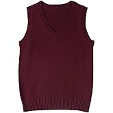 Blostirno Women’s Sweater Vest V Neck JK Uniform Kint Vests Solid Classic Sleeveless Pullover Sweaters Tops