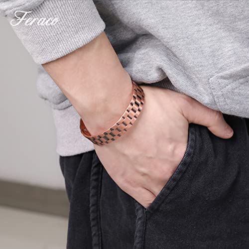 Feraco 12X Strength Wide Copper Bracelet for Men Magnetic