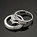 Womens Wedding Engagement Bands Ring Sets 18K White Gold Plated Princess Cut Eternity Solitaire CZ Crystal Best Anniversary Promise Rings Size 7