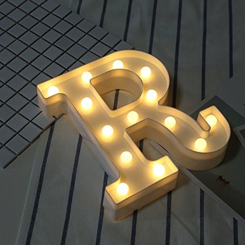 MUITOBOM LED Light Up Alphabet Letter Lights LED Alphabet Lights 26 Letters Sign Plastic Light up Word for Birthday Wedding Party Bar Bedroom Wall Hanging Night Decorations (R)
