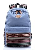 Large Lace Lovely Bow Floral Print Rucksack Backpack (Light Blue 2)