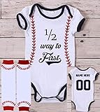 Half Birthday 6 Month Onesie Baseball Half Way To First Shirt