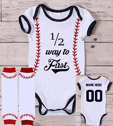 Half Birthday 6 Month Onesie Baseball Half Way To First Shirt
