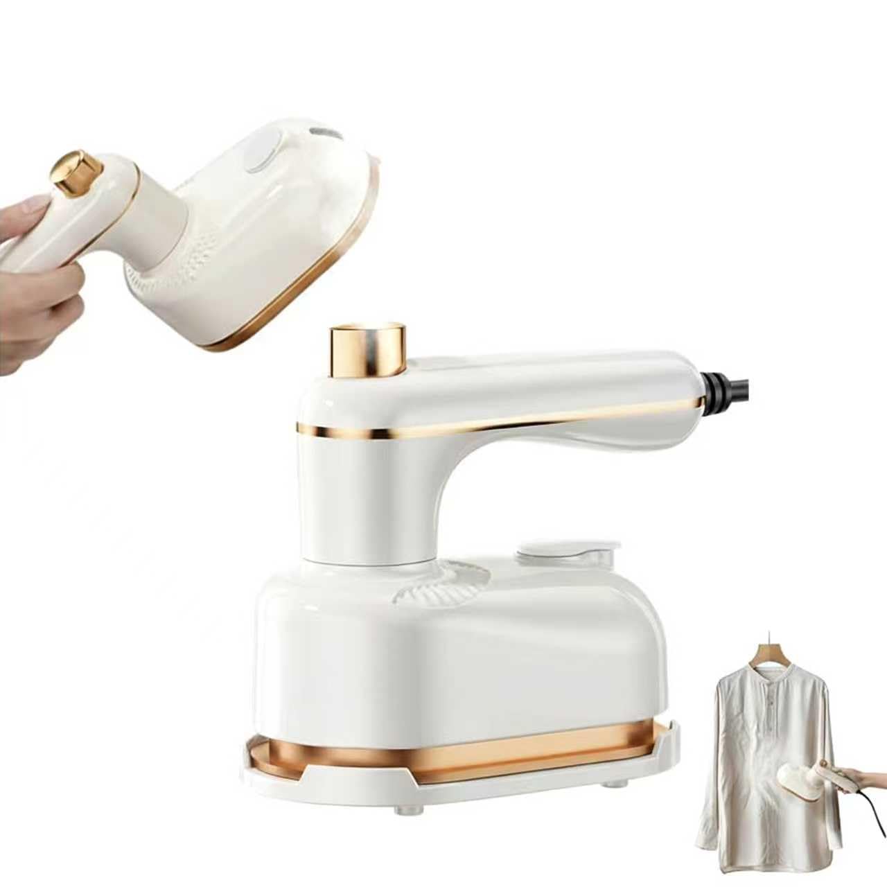 Photo 1 of 2-in-1 Handheld Clothes Steamer, Portable Travel Steamer, Plancha A Vapor Para Ropa with Anti-Scalding Base, for Home, Dorm, Gift, 10S Fast Heat-up (white)