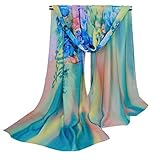 Datework Women's Chiffon Soft Long Wraps Shawl Beach Silk Scarf (Green)