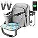 Diaper Bag Travel Backpack Baby Nappy Changing Bag with Baby Seat, Ceekii Multi-Function Waterproof Maternity Nappy Bags and Built-in USB Charging Port (Gray)