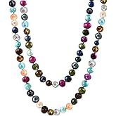 Savlano 7-8MM Cultured Freshwater Baroque Natural Pearl Bead Necklace- 36”-inch Long Single Strand Pearl Necklace, For Women Comes with Gift Box