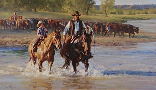 Jason Rich Studios 'A Father's Influence' Western Wall Art Giclée Canvas Prints | Cowboy Legacy Series | Award Winning Artist | Member of Cowboy Artists of America (Buyer's Edition (18x31))