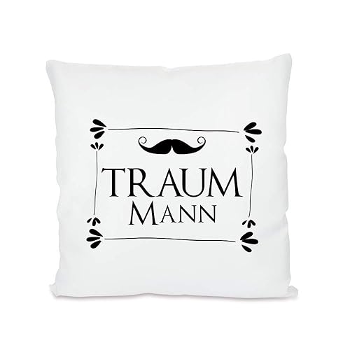 Kissen I Traummann I Geschenk für Freund I Mann I Partner I schwarz I weiß I Kissen mit Spruch I weiß I Reißverschluss I Kiss