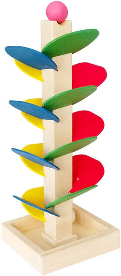 PAMRAY Kids Ball Track Building Toys Tree Block Wooden Assemble Removable Leaves Color Recognition DIY Interactive Development Toys 3 Years Up