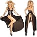 Ulike2 Women Temptation Longuette Sleepwear Transparent Underwear+t Pants Black M