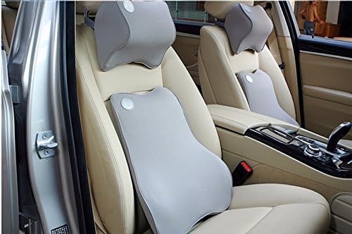 Super Soft Memory Foam Auto Seat Cover Head Neck Rest Cushion Headrest Car Pillow Lumbar Back Support Cushion (Gray)