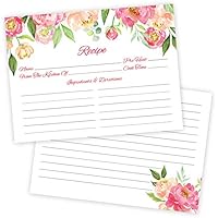 50 Pink Peonies Flower Recipe Cards- Thick Double Sided 4 x 6 Inch, Wedding Kitchen Bridal Shower Card, Blank Printable for Binder or Box Made in the USA (Pink Peonies)