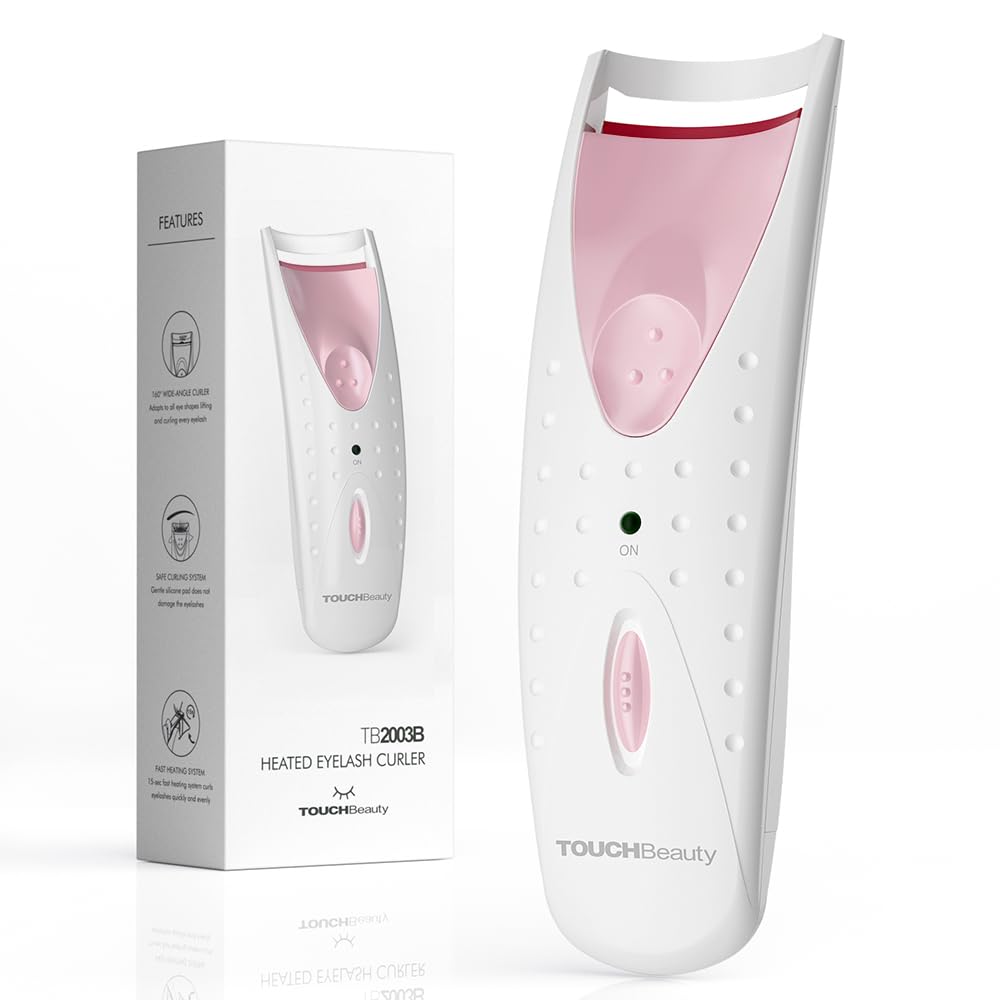 TOUCHBeauty Electric Eyelash Curler, Heated Eyelash Curler with Smart Silicone Heating Pads AG-2003B (Pink)